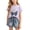 Purple, variant on Girls Cotton 2 Piece Outfits Summer Cute Short Sleeve Rhinestone Bow Printed T-Shirt and Elastic Waist Denim Shorts Set Purple 3-4Years