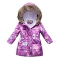thumbnail image 2 of Esaierr Kids Baby Boys Girls Winter Warm Outwear Cartoon Printed Hood Autumn Winter Warm Long Jacket 3-12Y Toddler Mid-Length Thicken Cotton Coat, 2 of 8