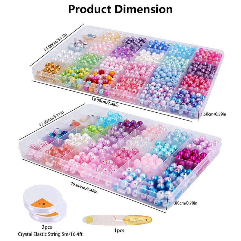 1200Pcs Bracelet Making Kit Charm DIY Beads for Jewelry Making, Friendship Bracelet Kit with Ocean Pearl Shell Butterfly Beads for Bracelet Necklace Making, Resin Beads, Elastic Rope, Pendant Kit