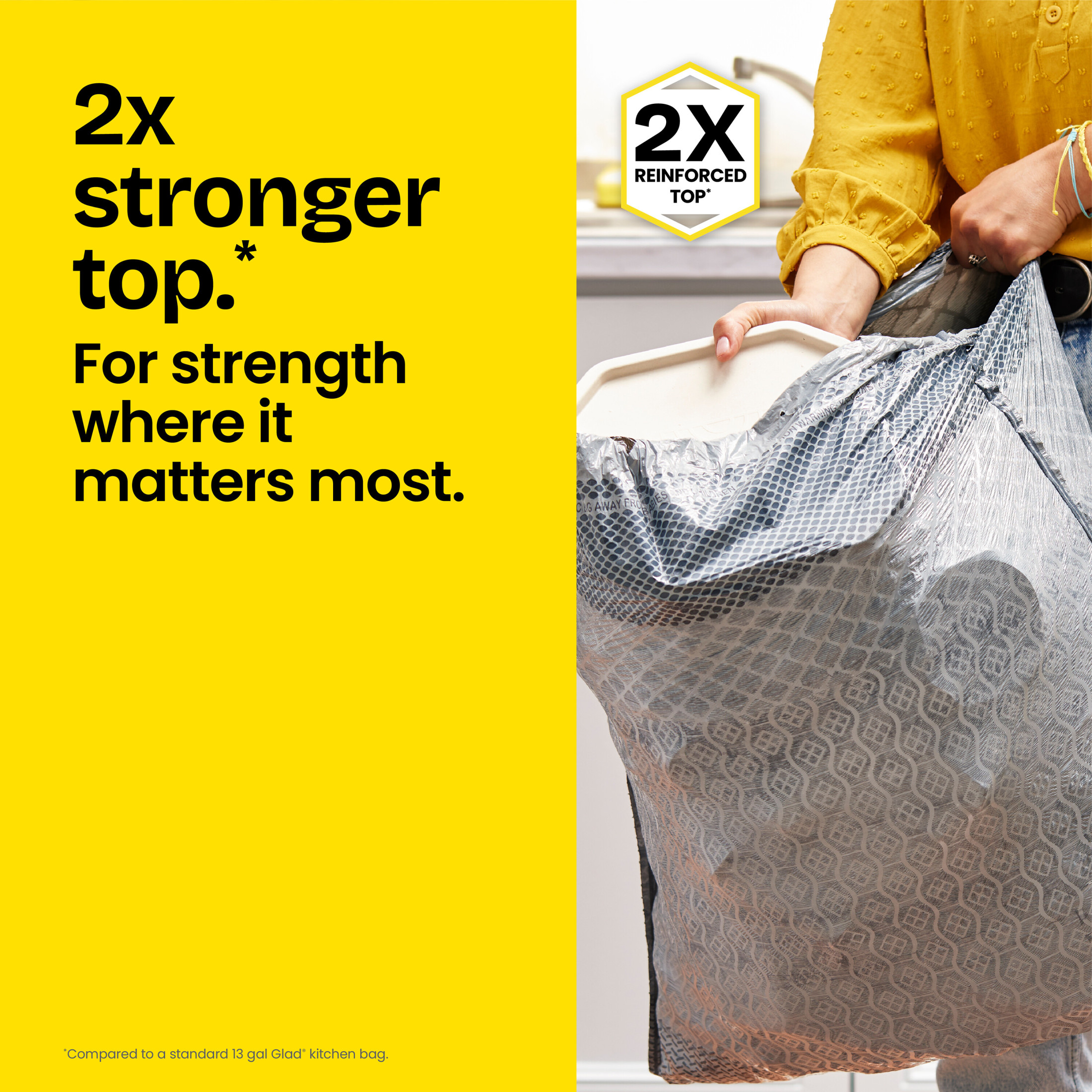 Glad ForceFlex MaxStrength 13-Gallon Drawstring Trash Bags, 40-Count photo 2