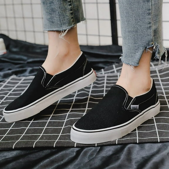 Mens Slip on Sneakers Loafers Shoes Canvas Black Shoes Canvas Blue Casual Shoes