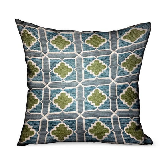 Plutus Shamrock Gem Blue, Green Geometric Luxury Outdoor/Indoor Throw Pillow Double sided 18" x 18"