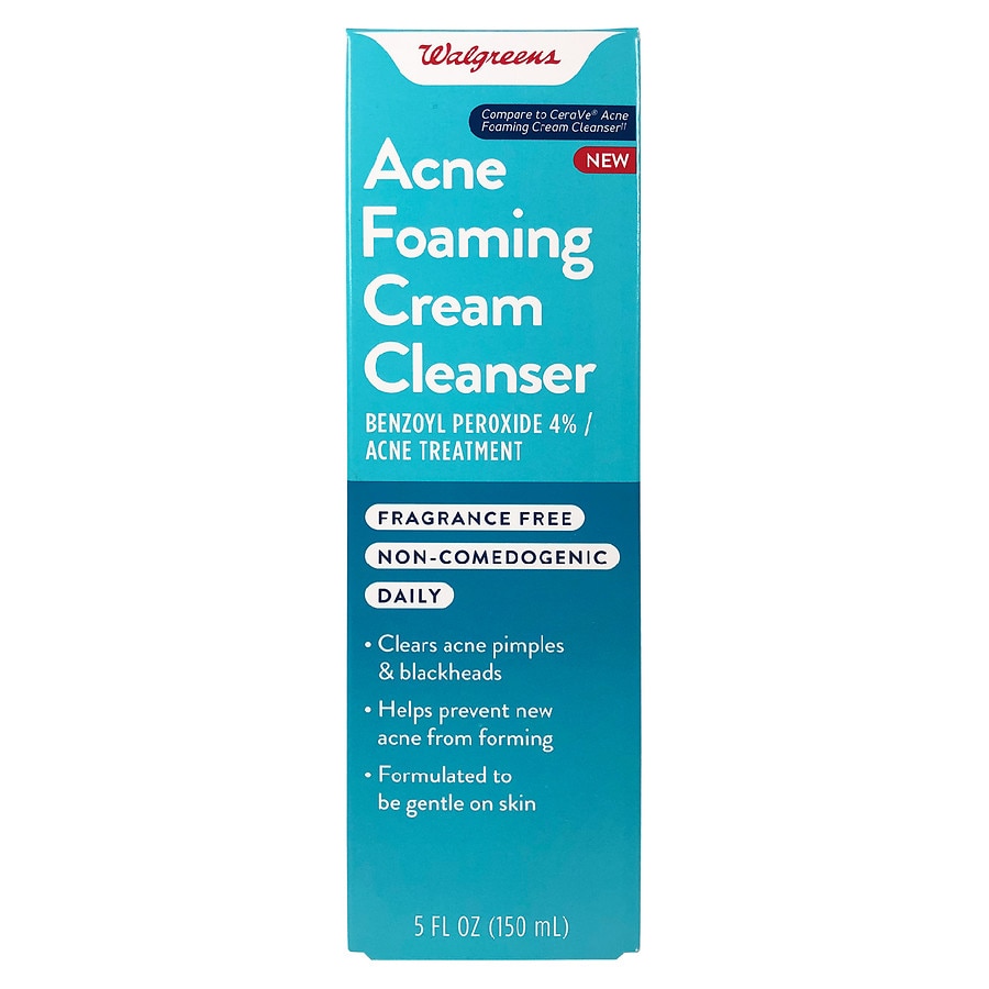 Walgreens Acne Foaming Cream Cleanser Acne Treatment Face Wash with 4