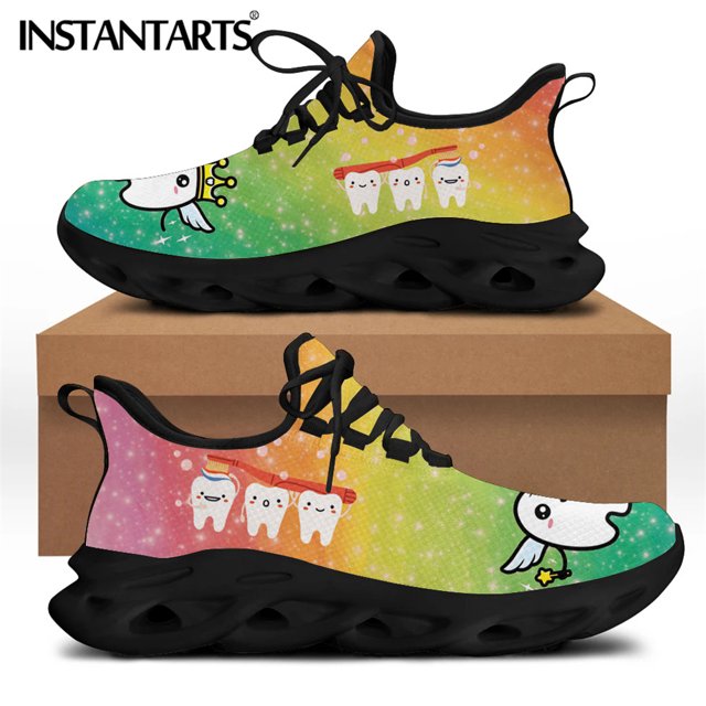 Zapatos dentales de primavera y otoño para mujer, zapatillas planas con bonitos dibujos de dientes de dentista, diseño de marca, calzado de malla para mujer