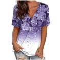 thumbnail image 2 of Fiudx Camisas de Mujer Moda Mujer V-Cuello Manga Corta Blusa Camiseta Verano Impresión Tops Sueltos, 2 of 7