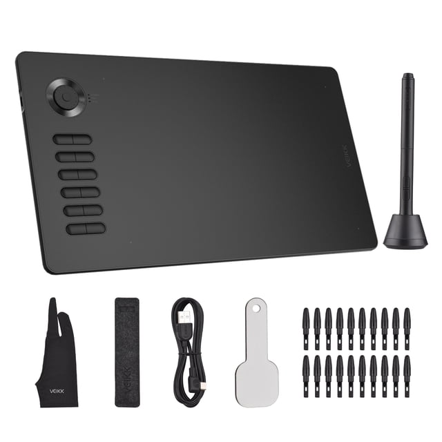 Tableta de dibujo gráfico VEIKK A15 Pro con lápiz de sensibilidad 8192 sin batería, 12 teclas de acc VEIKK Gris