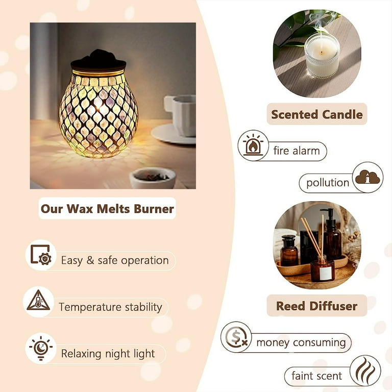 Electric Wax Melt Warmer with 20 Pcs Wax Melt Liners Bulbs Candle Warmer  Metal Wax Melter for Scented Wax Home Office Fragrance Decor Gifts Spa