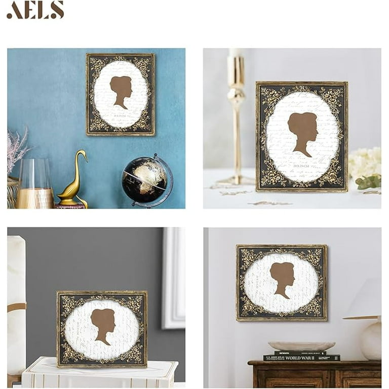Vintage Frame AELS 8x10 Inch Vintage Picture Frame, Elegant S With Glass Front, Photo Display, Tabletop Wall Hanging, Gift Ideas, Gold Flower Antique Oval Photo Frame