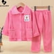 thumbnail image 5 of Conjuntos de pijamas de franela suave para niños y niñas, ropa de dormir gruesa y cálida para el hogar, conjuntos de ropa de dormir de manga larga con solapa para otoño e invierno, 5 of 5