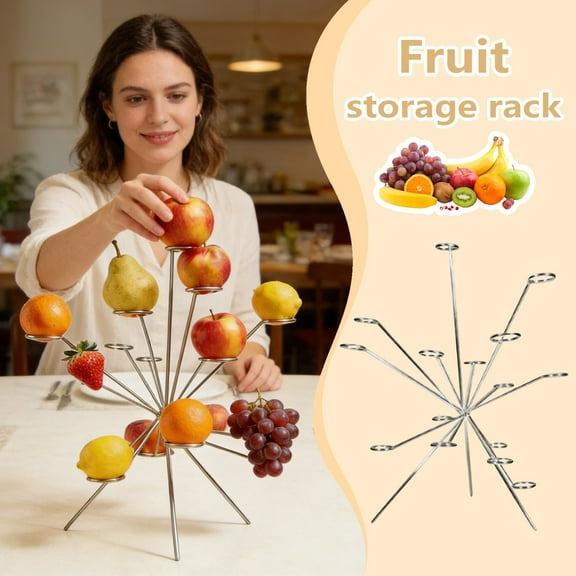 Home Decor KitchenwareFruit Display Stand For Kitchen Countertop Durable Metal Wire Rack Organizer For Bananas Tomatoes Produce Storage