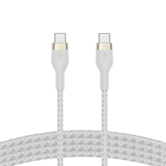 Belkin BoostCharge Pro Flex USB-C to USB-C Cable - (6.6ft/2M) USB-IF Certified USB Type-C Cable and cable organizer, compatible with Galaxy S23, S22, Note10/9, Pixel 7/6, iPad Pro, laptop & More White