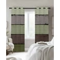 thumbnail image 3 of Fsddascl Sage Green Wooden Blackout Curtains for Bedroom/Living Room, Thermal Insulated Kitchen Curtains, Grey Stripe Gradient Country Rustic Grommet Darkening Window Treatment Drapes 27.5"x39"x2, 3 of 8