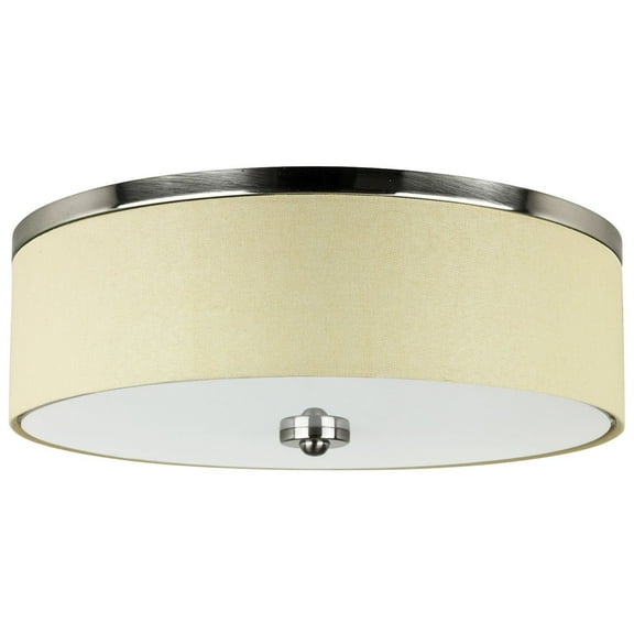 Sunlite 49161 13" LED Flush Mount Fabric Single Drum Light Fixture, 20 Watts (60W=), 1100 Lumens, Color Selectable 30K/40K/50K, Dimmable, ETL Listed, Brushed Nickel, for Residential & Commercial Use