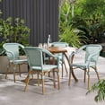 thumbnail image 2 of GDF Studio Grouse Outdoor French Bistro Chairs, Set of 4, Light Teal, White, and Wood Print, 2 of 8