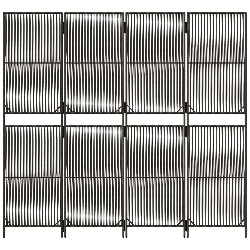 vidaXL Room Divider Modern 4 Panels Gray Poly Rattan 70.9 in H x 77.2 in