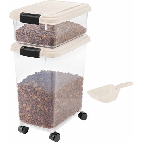 IRIS Airtight Pet Food Container Combo, White