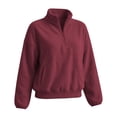thumbnail image 3 of Smupbvky Womens Sweatshirts Trendy 3/4 Zip Pullover with Pocket Long Sleeve Drop Shoulder Casual Seam Tops Loose Fit (XL, Wine), 3 of 6