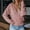Pink, variant on Babysbule Sweaters for Women Women's Deep V-neck Wrap Loose Fit Sweater Long-Sleeved Crochet Pullover