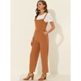 thumbnail image 3 of Unique Bargains Women's Ruffled Neck Jumpsuit, Brown, L, 3 of 5