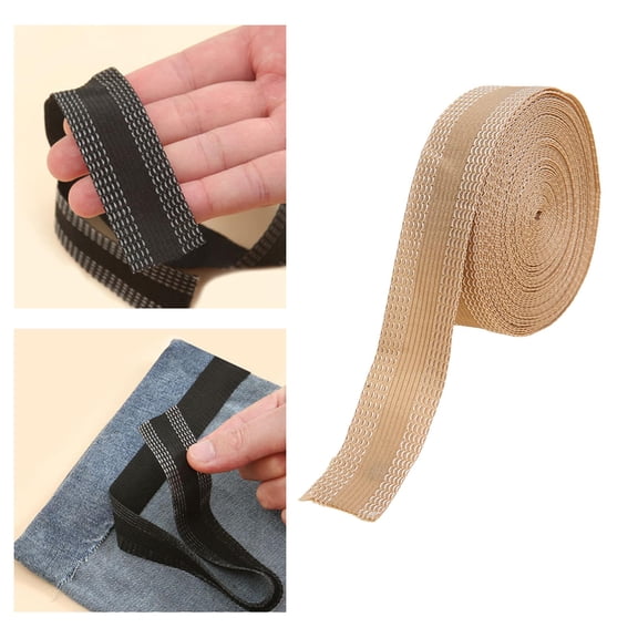 Pants Edge Shorten Hem Tape, Foot Presser, Self Adhesive Sewing Iron on Hemming Tape, for Suit Pants Skirts Jeans Garment Khaki