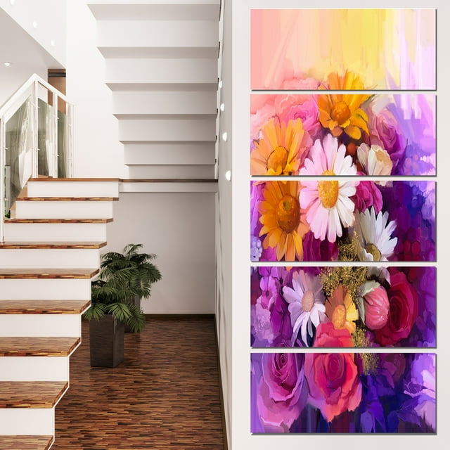 Bouquet Coloré de Différentes Fleurs - Impression sur Toile Florale