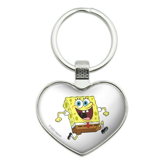 Running SpongeBob Keychain Heart Love Metal Key Chain Ring