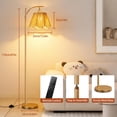 thumbnail image 7 of 67" Arc Floor Lamp for Living Room,Rattan Boho Floor Lamp with Remote Control,3 Color Temperature Dimmable Standing Lamp Tall Pole Lamps for Bedroom,Gold,Bulb Included, 7 of 7