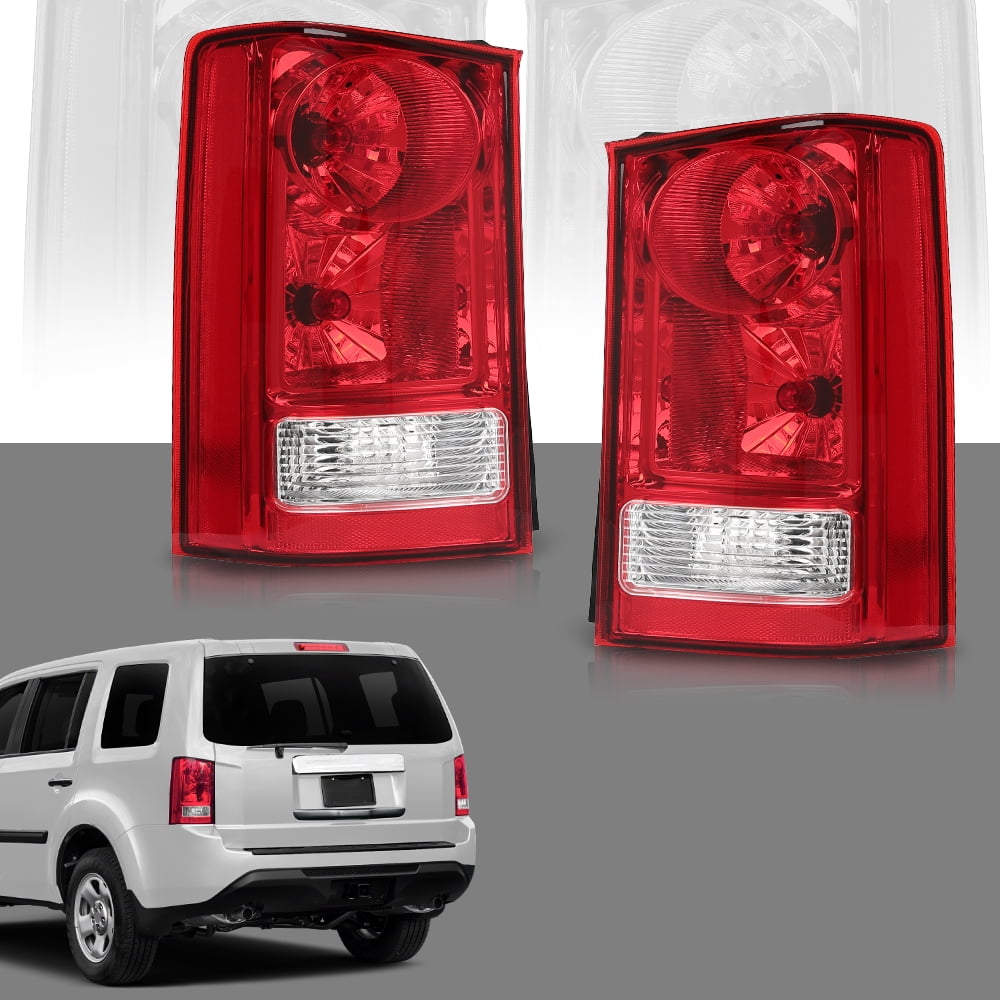 CROSSDESIGN Pair Tail Lights Rear Brake Lamp Left and Right Sides Fits 2009-2015 Honda Pilot