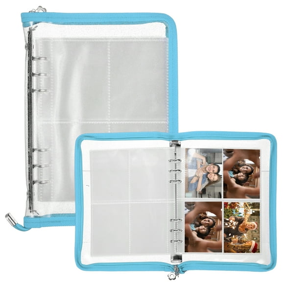 A5 Photocard Binder, 4 Photo Style Clear KPop Photocard Holder Binder Book, Korean Kpop Photo Card Album with 25 Pcs Inner (200 Card Slots), Light Blue