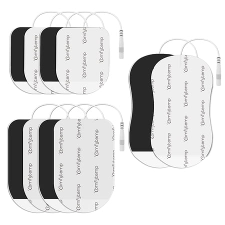 Comfytemp TENS Unit Replacement Electrode Pads, 10pcs Set (4S+4M+2L), Reusable Self-Adhesive 2mm Pin Connector, Non-Irritating
