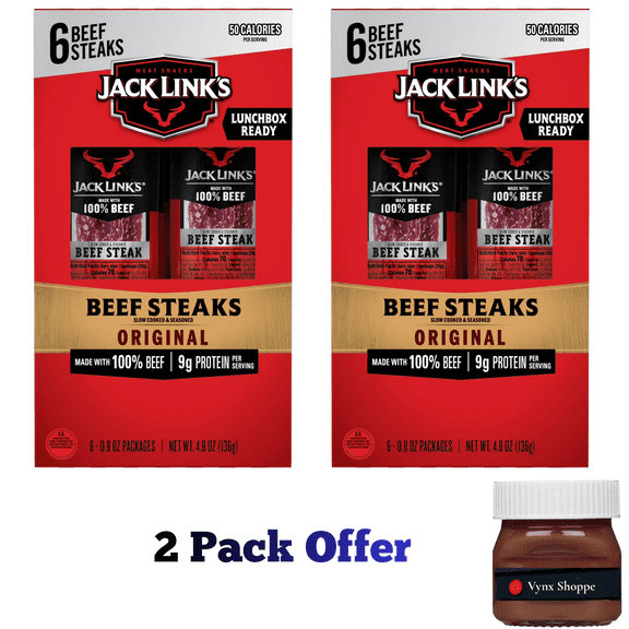 Jack Link's Original Beef Steak Multi-Pack (6 - 0.8 Ounce. Beef Steaks), 4.8 Ounce.
