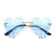 thumbnail image 5 of Rhinestone Studded Rimless Melting Heart Valentine Hippie Sunglasses Gold - Blue, 5 of 8