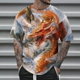 thumbnail image 2 of JUUYY Men's Summer Fashion Chinese Style 3D Dragon Element All-over Print T Shirt Big and Tall Casual Round Neck Short Sleeve Pullover Plus Size Tops Multicolor M, 2 of 5