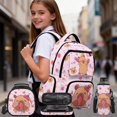 thumbnail image 2 of Aplkyhs Strawberry Capybara Kids School Backpack Set 4 Pieces with Lunch Bag Pencil Case and Water Bottle Holder Large Capacity Bookbag for Girls Boys, 2 of 7