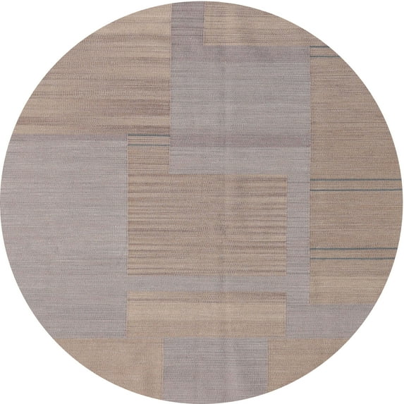 Ahgly Company Machine Washable Indoor Round Contemporary Rosy Pink Area Rugs, 4' Round