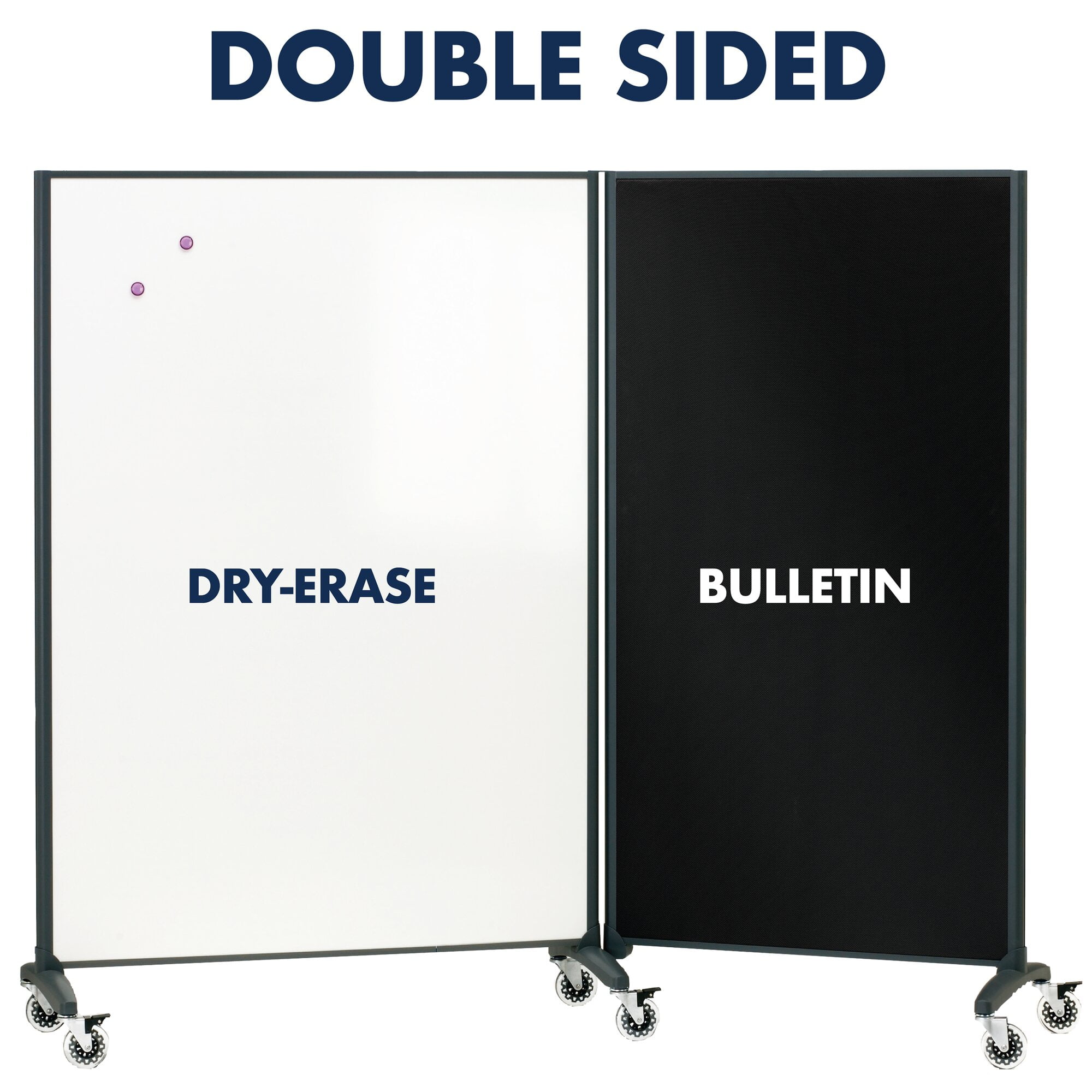 Quartet Motion Room Divider, 72" x 48", Magnetic Porcelain Whiteboard Surface