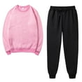 thumbnail image 2 of 2 Piece Sets for Women Fall Plus Size Solid Color Round Neck Pullover Casual Sports Pants Sports Set, 2 of 4