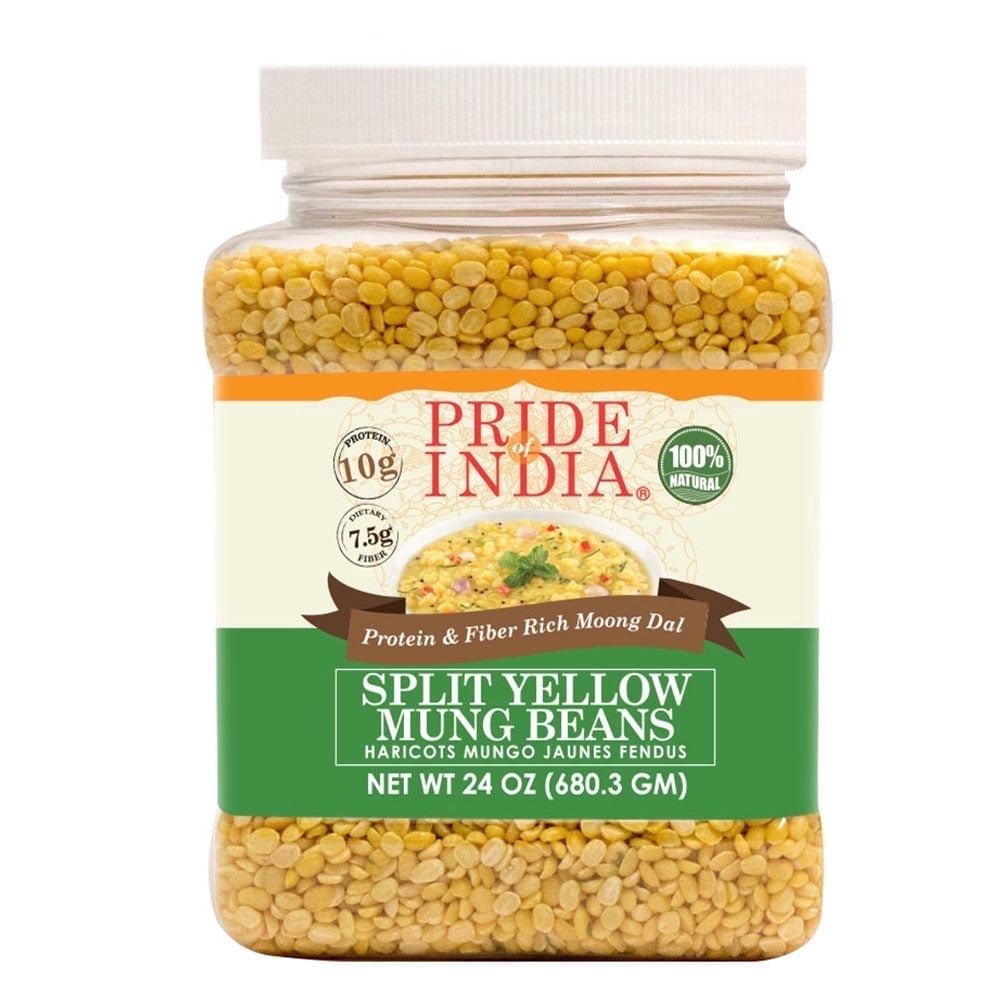 Pride of India Split Yellow Mung Beans, 1.5 lbs Jar, Natural Moong Dal Lentils, Vegan, Gluten Free
