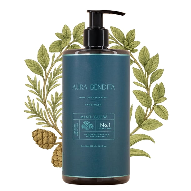 Jabón Líquido Para Manos 500ml | Con Menta y Cedro (Aceites Esenciales 100% Puros) | Sin Fragancias Artificiales, Parabenos ni Ftalatos | Con Extracto de Aloe Vera | Uso Diario |