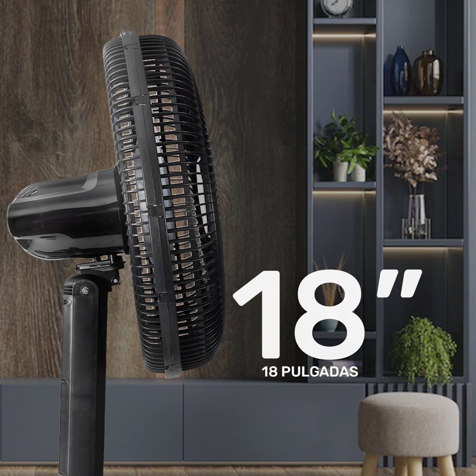 Taurus Turbo Cycle 18 in Pedestal Fan with Remote Control, Timer, and ECOJET Grille, Oscillating Quiet Fan with Adjustable Height and 3 Speeds – Ideal for Bedroom, Living Room or Office
