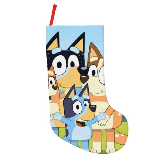 Lsque 18 Inches Bluey Pattern Christmas Stockings Hanging Ornaments,Knitted Xmas Fireplace Hanging Stocking,Holiday Decoration