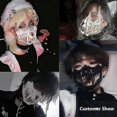 thumbnail image 3 of Máscara japonesa para adultos - Máscara de resina de media cara con calavera blanca, máscara de terror - Disfraz de cosplay, fiesta, Halloween, decoración, juego de rol, 3 of 4