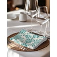 thumbnail image 6 of Teal Flowers Cloth Napkins Set of 6 Reusable Dinner Napkins, Vintage Ethnic Tribe Country Farmhouse Cocktail Napkin Washable Table Napkins for Wedding/Holiday Party/Baby Shower 20"x20", 6 of 7