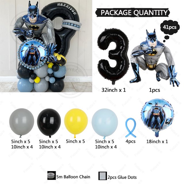 41 piezas 3D Marvel Batman globo fiesta de cumpleaños fiesta, fiesta de Nochevieja de niños banquete atmósfera decoración globo conjunto suministros