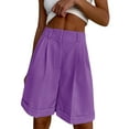 thumbnail image 2 of Women's Casual Pants Women Fashion Casual Multicolor Suit Shorts Zipper Pocket Solid Color Cropped Shorts,Purple Women's Casual Pants XL, 2 of 4