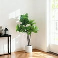 thumbnail image 4 of Artificial Fiddle Leaf Fig Tree Potted- 5Ft Faux Ficus Lyrata Trees Fake Fig Silk Tree in Pot, Indoor Outdoor Tall Artificial Plants Potted for Office Restaurant Home Decor, Housewarming Gift Idea, 4 of 7