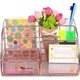 thumbnail image 2 of Metal Desk Organizer, Desk Table Stationery Storage Rack, Assemble Multifunction Cosmetic Pencil Pen Organizer (rose Gold), 2 of 5
