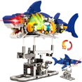 thumbnail image 1 of Bloques de construcción de tiburones Juego de construcción de animales del océano de juguete con luz y soporte de exhibición Cyberpunk Bloques de construcción de tiburones para niños y adultos Juego d, 1 of 5