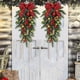 thumbnail image 5 of pstuiky Adorno navideño colgante de 55 cm/22 pulgadas con forma de gota de agua invertida, lazo para árbol de Navidad, bayas rojas nevadas, adorno de pared, corona de ratán., 5 of 7