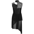 thumbnail image 2 of Doomiva Kids Girls Lyrical Dance Dress Floral Lace Contemporary Dance Dress Sleeveless Ballet Leotard High Low Skirt Black 12, 2 of 5